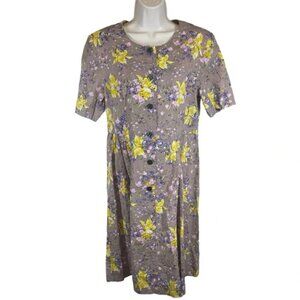 Vintage floral button up shirt dress short sleeve women’s medium